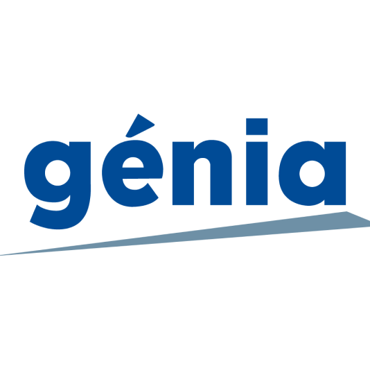 logo, schrift, genia, marke, blau